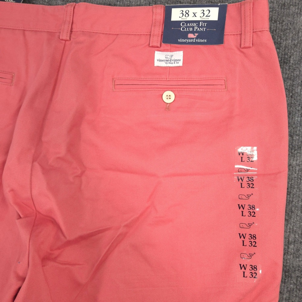 Vineyard Vines Club Pants Mens 38X32 Rhubarb Red Chino Classic Fit Preppy NEW - Picture 4 of 12